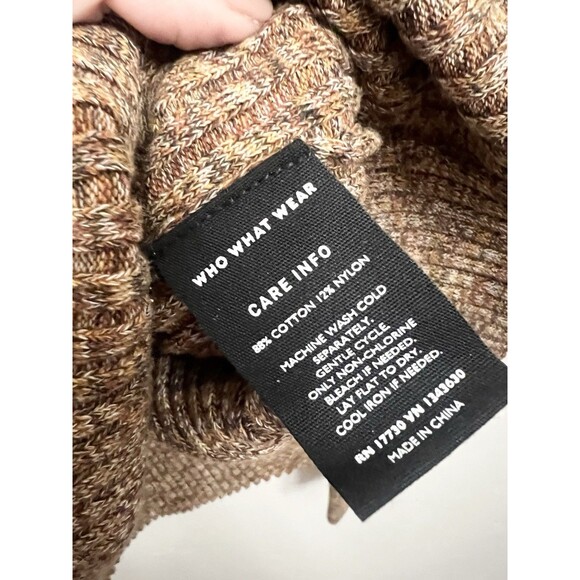Who What Wear Brown Puff Sleeve Mock Neck Ribbed Sweater Top Size Large Fall - Picture 7 of 9